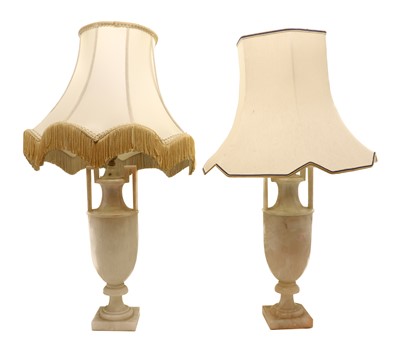 Lot 175 - A pair of Italian alabaster urn lamps
