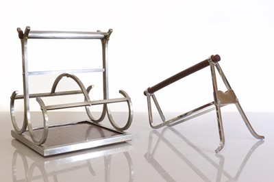 Lot 179 - An Art Deco chrome and wood bottle carrier