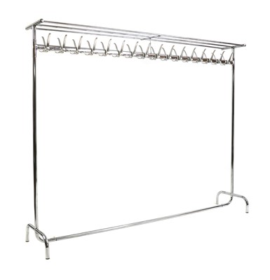 Lot 416 - A Belgian thirty-two hook chromed tubular coat rack