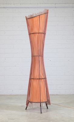 Lot 364 - An Italian rattan hurricane floor lamp