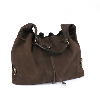 Lot 311 - A Burberry brown suede drawstring hobo bag