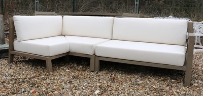 Lot 555 - An Italian 'Costes' pickled teak modular garden settee
