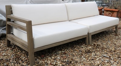 Lot 556 - An Italian 'Costes' pickled teak modular garden settee