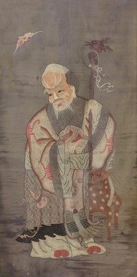 Lot 448 - A Chinese embroidered panel