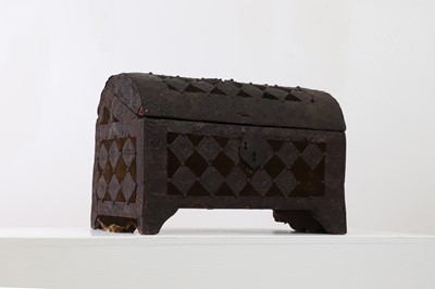 Lot 519 - A studded metal-clad table casket