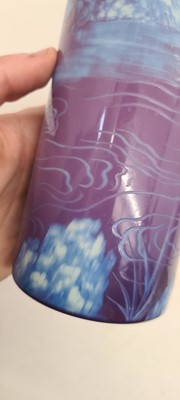 Lot 244 - A Stevens & Williams three colour intaglio cut glass vase