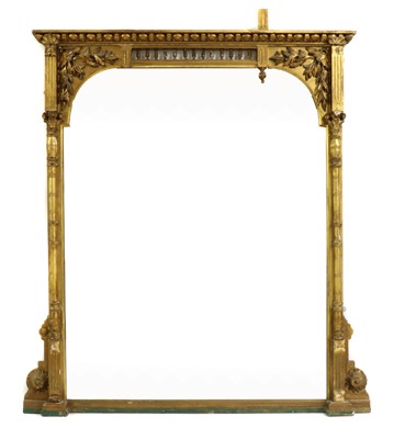 Lot 454 - A large giltwood overmantel mirror