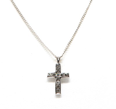 Lot 334 - A white gold diamond set Latin cross