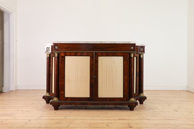 Lot 478 - A rosewood and marble-topped side cabinet