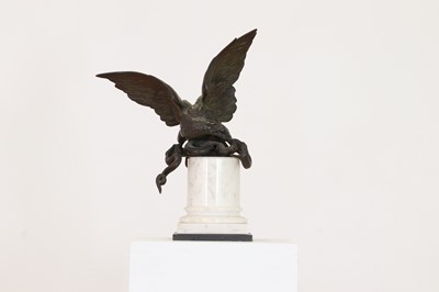 Lot 339 - A bronze eagle and serpent