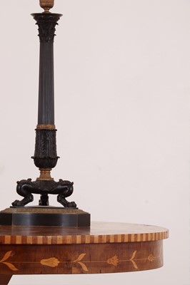 Lot 265 - A pair of large gilt and patinated bronze candelabra
