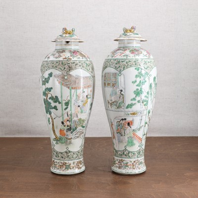 Lot 124 - A pair of Chinese famille verte vases