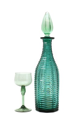 Lot 206 - A Stourbridge green glass decanter