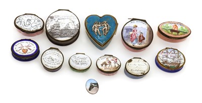 Lot 288 - A collection of eleven enamel patch and snuff boxes