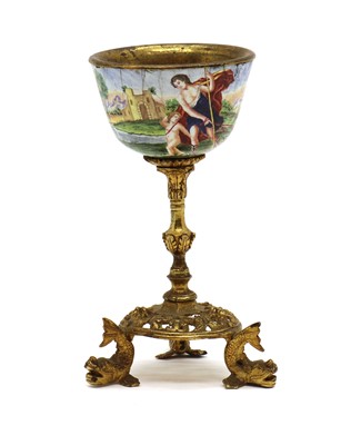 Lot 281 - A continental enamel and gilt metal mounted cup