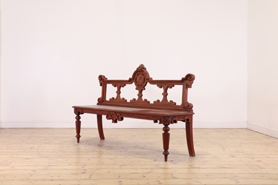 Lot 334 - A Victorian mahogany hall seat or bench