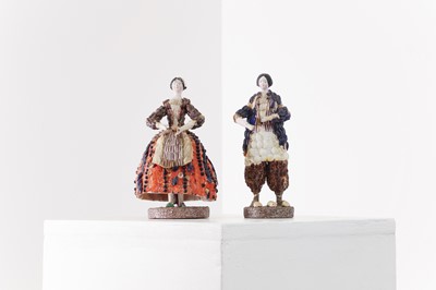Lot 319 - A pair of papier mâché shell dolls