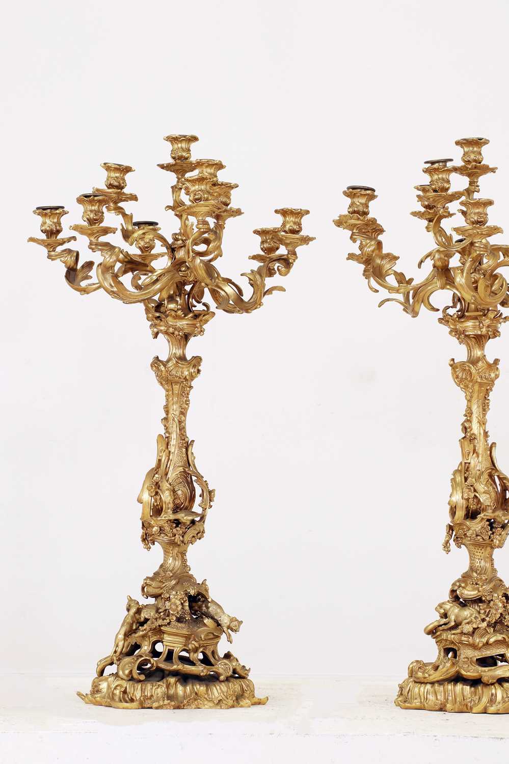 Lot 639 - A large pair of Louis XV-style gilt-bronze candelabra