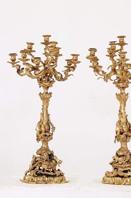 Lot 639 - A large pair of Louis XV-style gilt-bronze candelabra