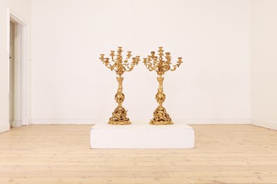 Lot 639 - A large pair of Louis XV-style gilt-bronze candelabra