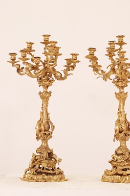 Lot 639 - A large pair of Louis XV-style gilt-bronze candelabra