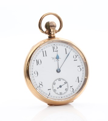 Lot 509 - A 9ct gold Waltham top wind open-faced pocket watch