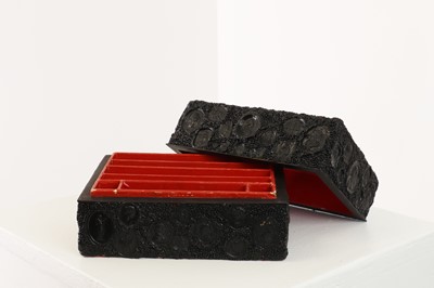 Lot 63 - A black wax seal embellished box