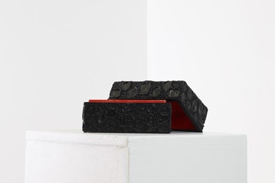Lot 63 - A black wax seal embellished box