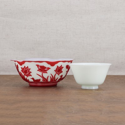 Lot 444 - A Chinese overlay Peking glass bowl