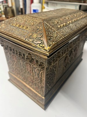 Lot 309 - A copper, brass and enamel casket by Rafael Contreras