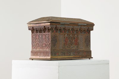 Lot 309 - A copper, brass and enamel casket by Rafael Contreras
