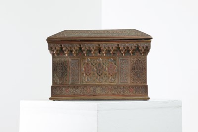 Lot 309 - A copper, brass and enamel casket by Rafael Contreras