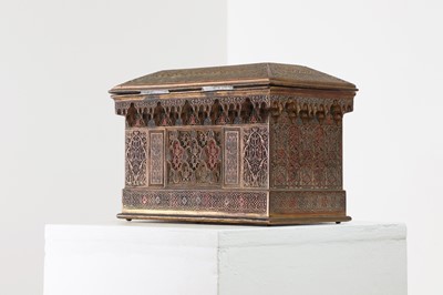 Lot 309 - A copper, brass and enamel casket by Rafael Contreras