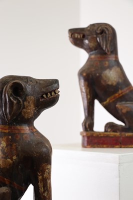 Lot 372 - A pair of painted wooden dogs