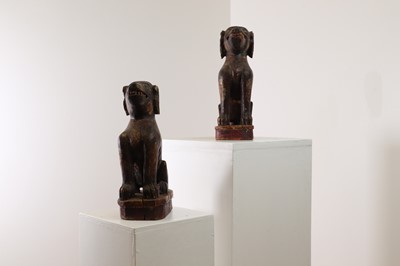 Lot 372 - A pair of painted wooden dogs