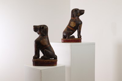 Lot 372 - A pair of painted wooden dogs