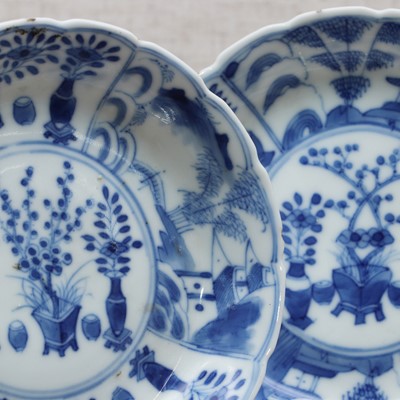 Lot 49 - A pair of Chinese blue and white saucers