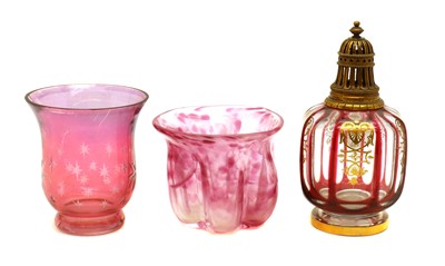 Lot 130 - A Bohemian cased glass jar and cover