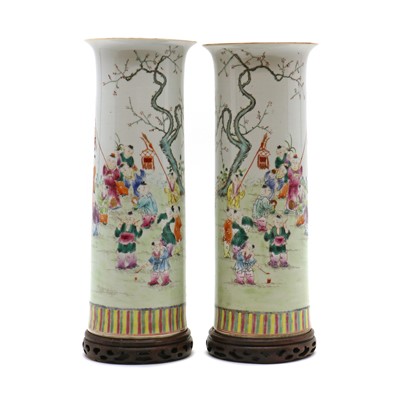 Lot 54 - A pair of Chinese famille rose vases