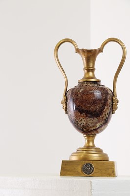 Lot 213 - A Derbyshire Blue John and gilt-bronze pedestal vase