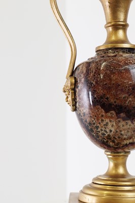 Lot 213 - A Derbyshire Blue John and gilt-bronze pedestal vase