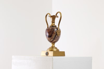 Lot 213 - A Derbyshire Blue John and gilt-bronze pedestal vase