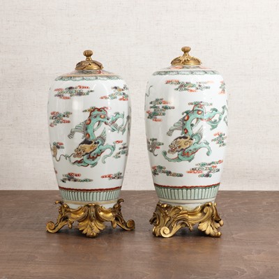 Lot 83 - A pair of Chinese famille verte vases