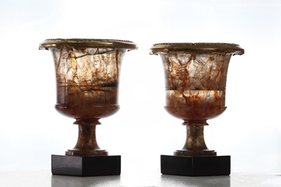 Lot 210 - A pair of George III Derbyshire fluorspar campana vases in the manner of Richard Brown