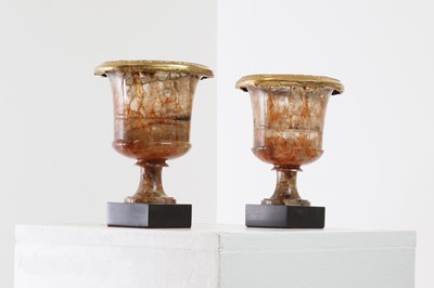 Lot 210 - A pair of George III Derbyshire fluorspar campana vases in the manner of Richard Brown