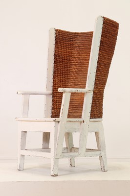 Lot 89 - A pine, straw and seagrass armchair