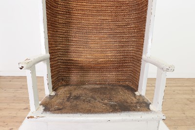 Lot 89 - A pine, straw and seagrass armchair