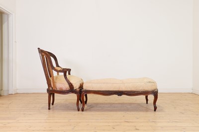 Lot 72 - A Louis XV carved walnut duchesse brisée