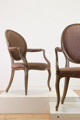 Lot 45 - A pair of George III-style painted open armchairs