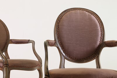 Lot 45 - A pair of George III-style painted open armchairs